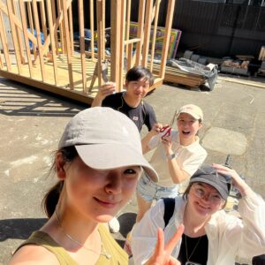 selfie of students who worked on tiny house