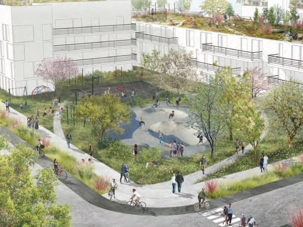 student work rendering of public green space